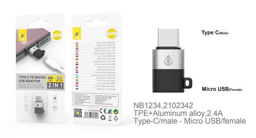 image Adaptateur de Micro USB + Type C NE NB1234