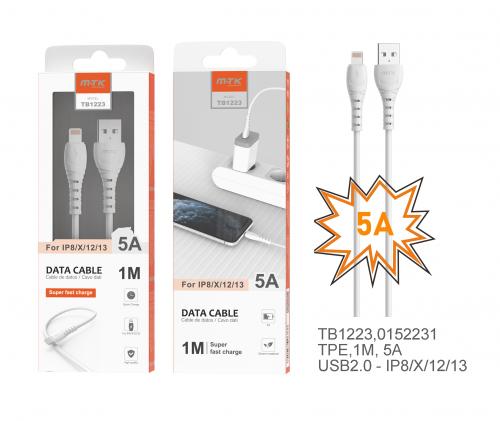 image Câble iPhone 5-11 - 5A 1m - Blanc-TB1223 