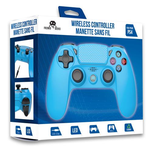 image Manette Sans Fil Flashy Blue pour PS4 Avec Prise Jack pour casque et boutons lumineux