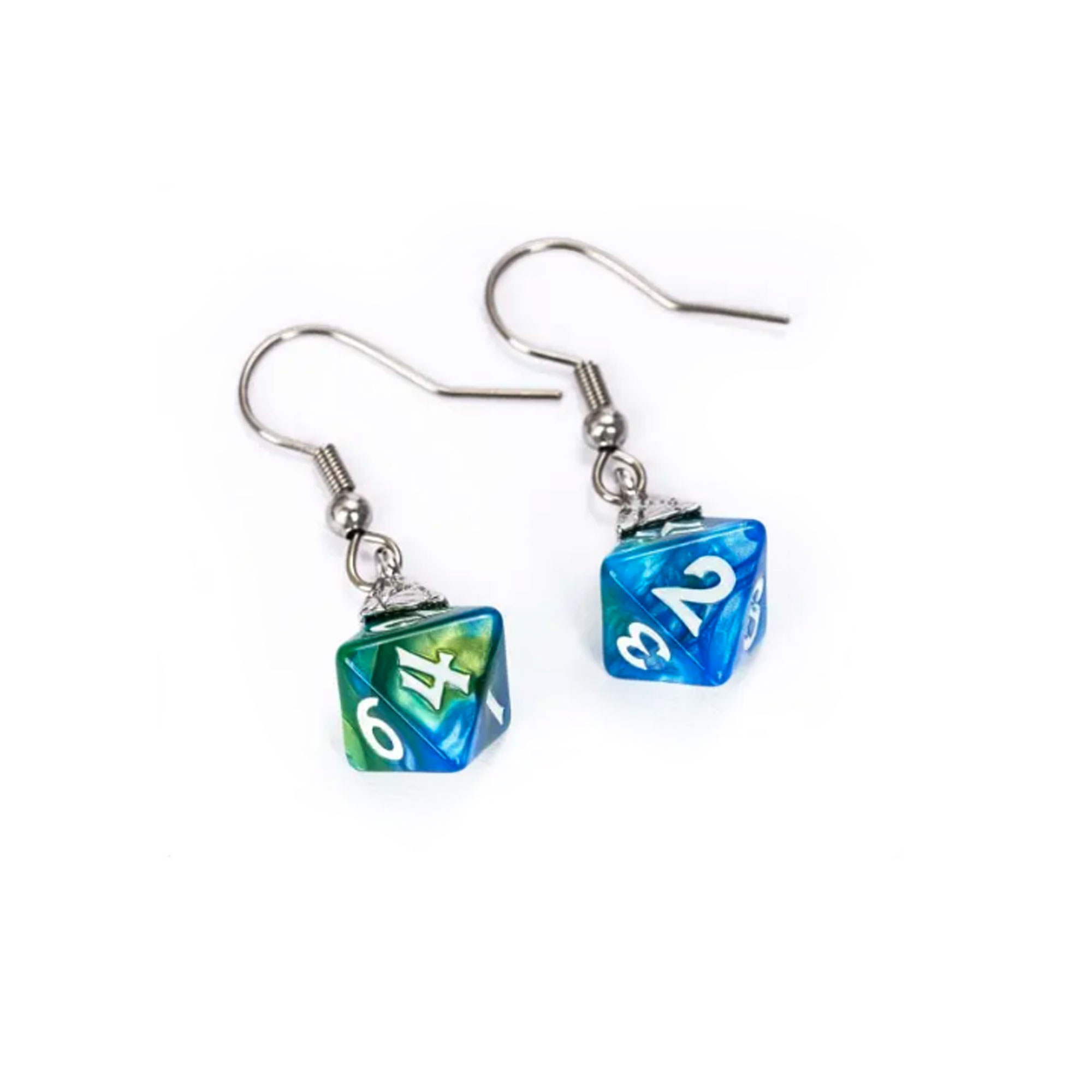 thumbnail secondaire #3 pour Bijoux - Boucles d'oreilles Dés D8 - Bleu/Vert