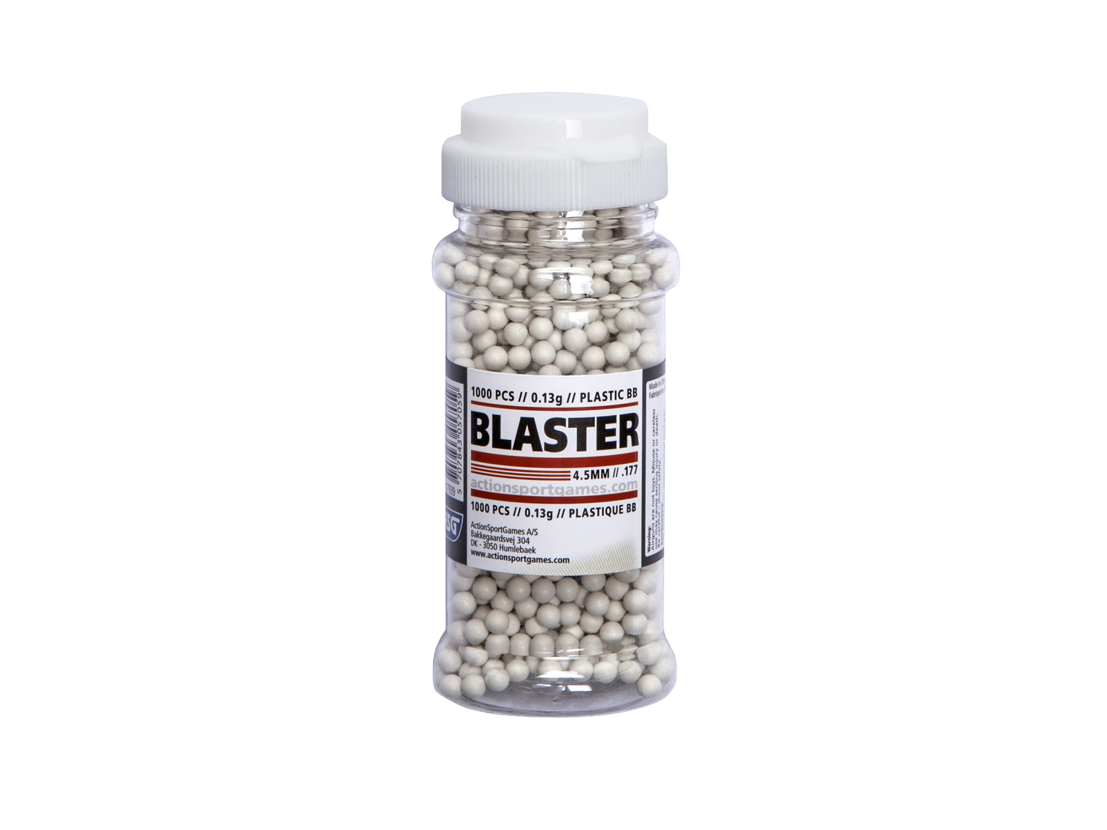 image principale pour Blaster - Billes Blanc 4.5mm- Bouteille 1000billes