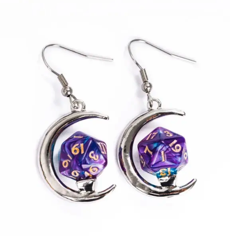 thumbnail secondaire #3 pour Bijoux - Boucles d'oreilles Dés - Lune D20