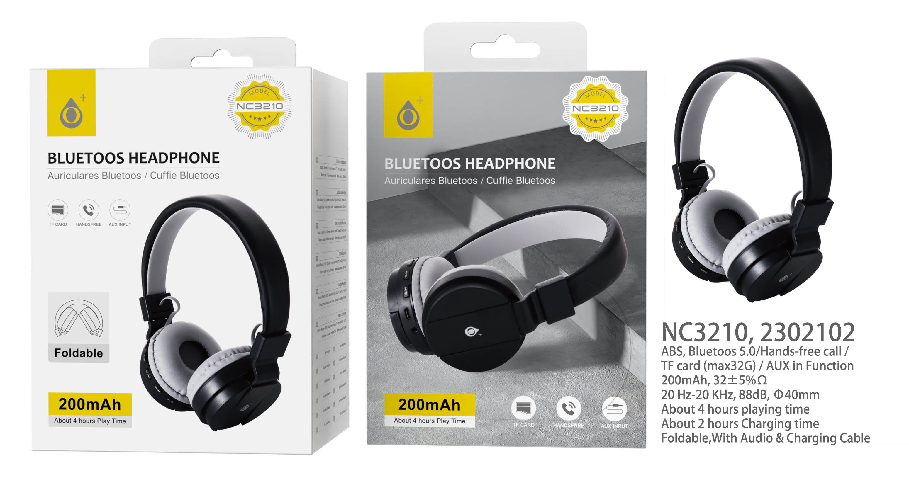 image principale pour Casque bluetooth  Pliable -NC3210 - Noir