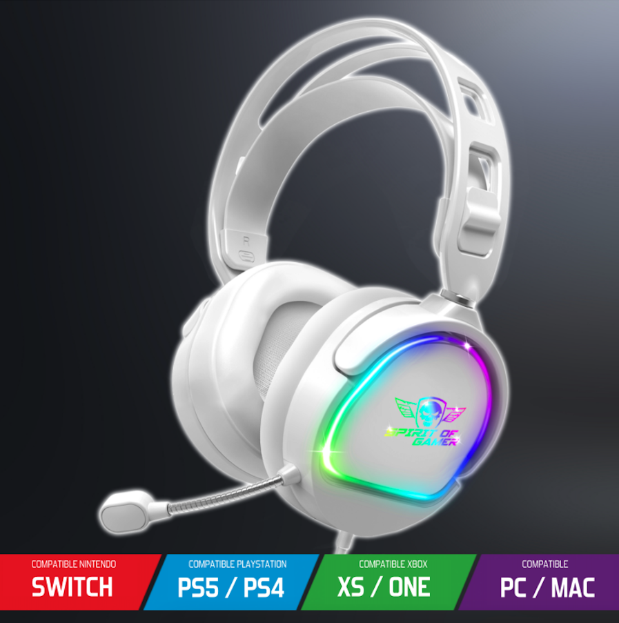 thumbnail secondaire #3 pour Casque Pro-H6 Artic - Led Rainbow - pour PS4/PS5/XBOXONE/SeriesX/SWITCH/PC 