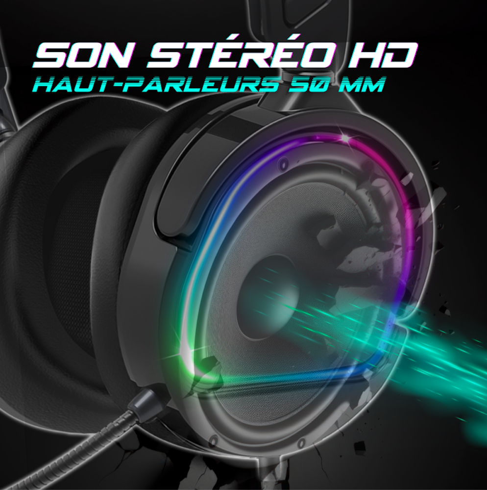 thumbnail secondaire #4 pour Casque Pro-H6 - Led Rainbow - pour PS4/PS5/XBOXONE/SeriesX/SWITCH/PC 