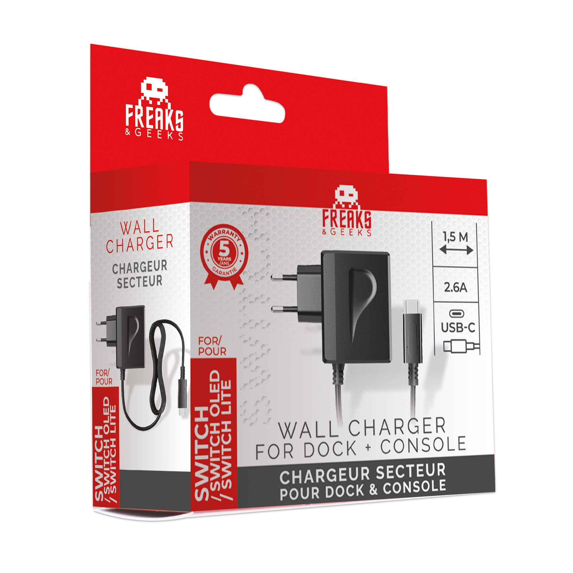 image principale pour Chargeur secteur 2,6A pour le Dock Nintendo Switch et consoles  