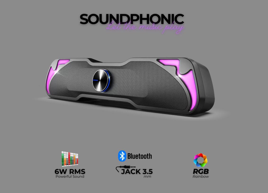 thumbnail secondaire #2 pour Enceinte Bluetooth SoundPhonic RGB - 6W RMS- Noir