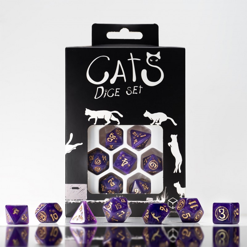 thumbnail secondaire #3 pour Lot de 7 dés- Cats- Violet