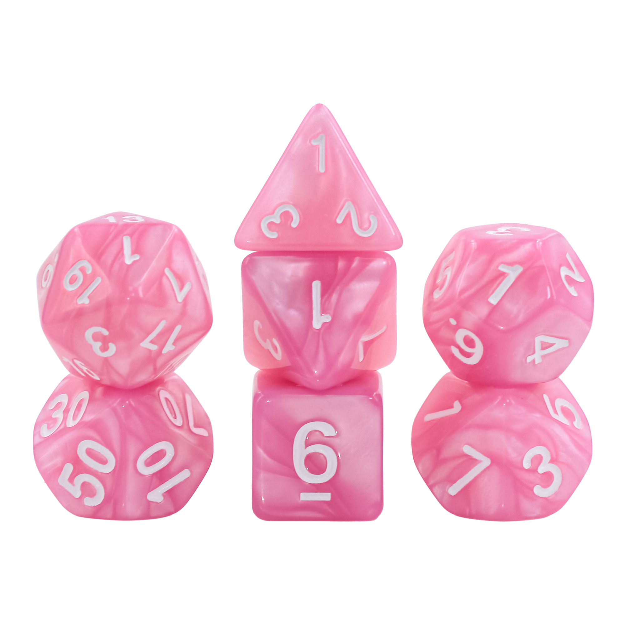  EF0007d : HDP-12 lot de 7 Dés – Rose nacré