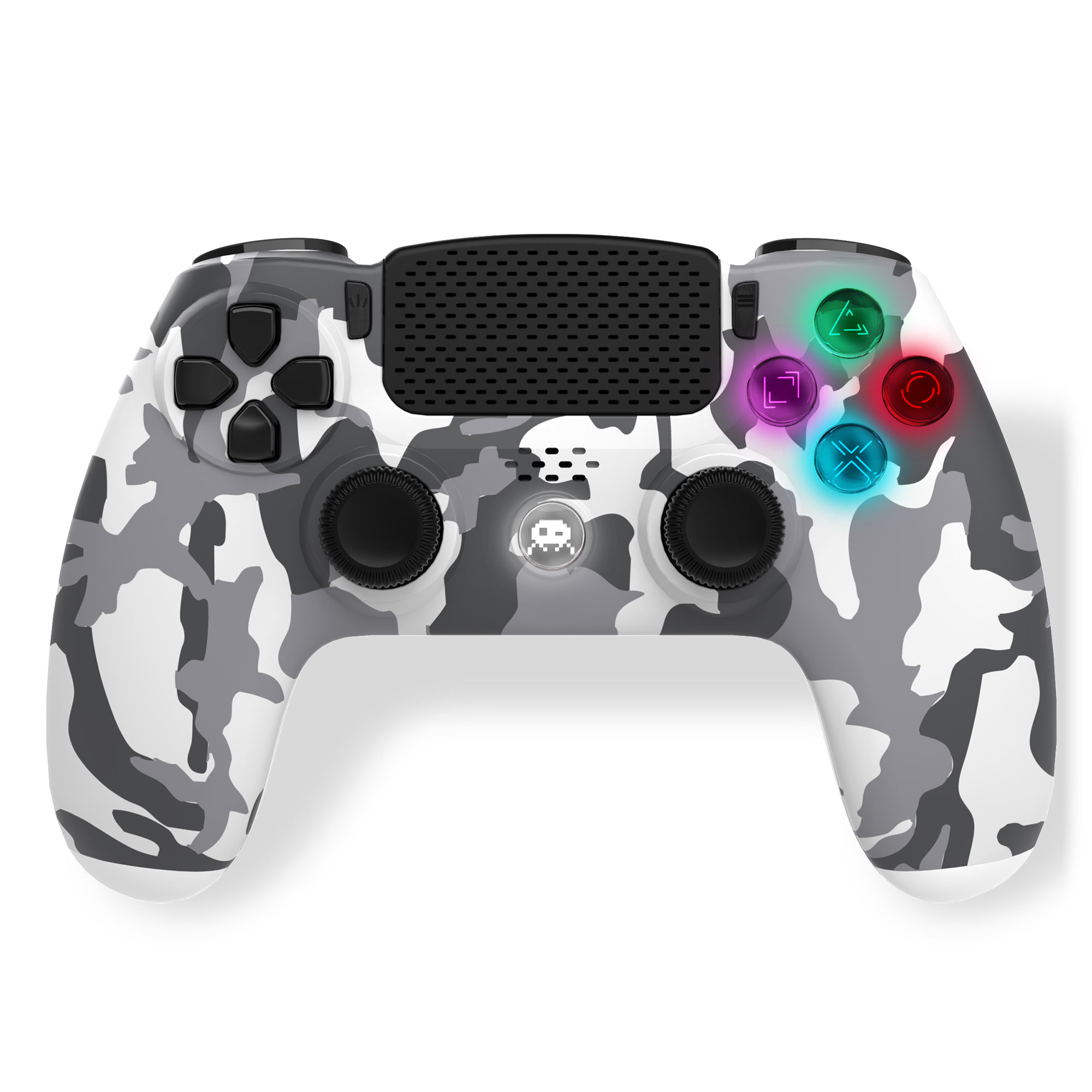  140142c : Manette Sans Fil Camo Vert pour PS4 Avec Prise Jack pour casque et boutons lumineux