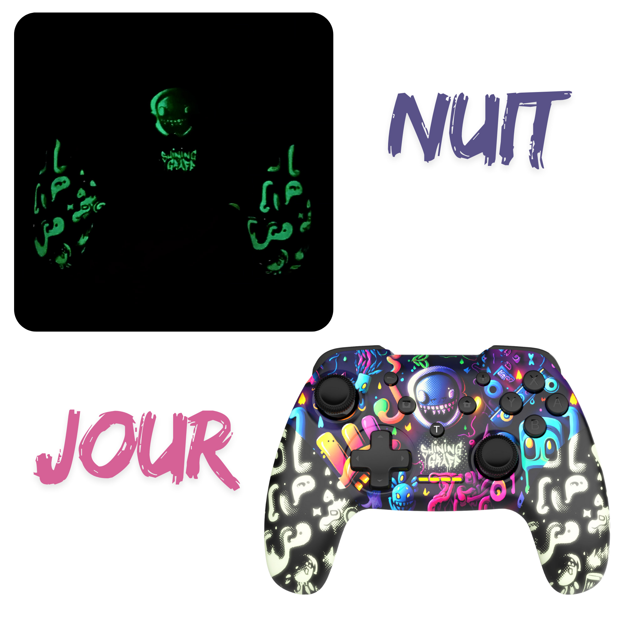 thumbnail secondaire #3 pour Manette Switch/PC Sans-fil - Shining Graff - Peinture Phosphorescente