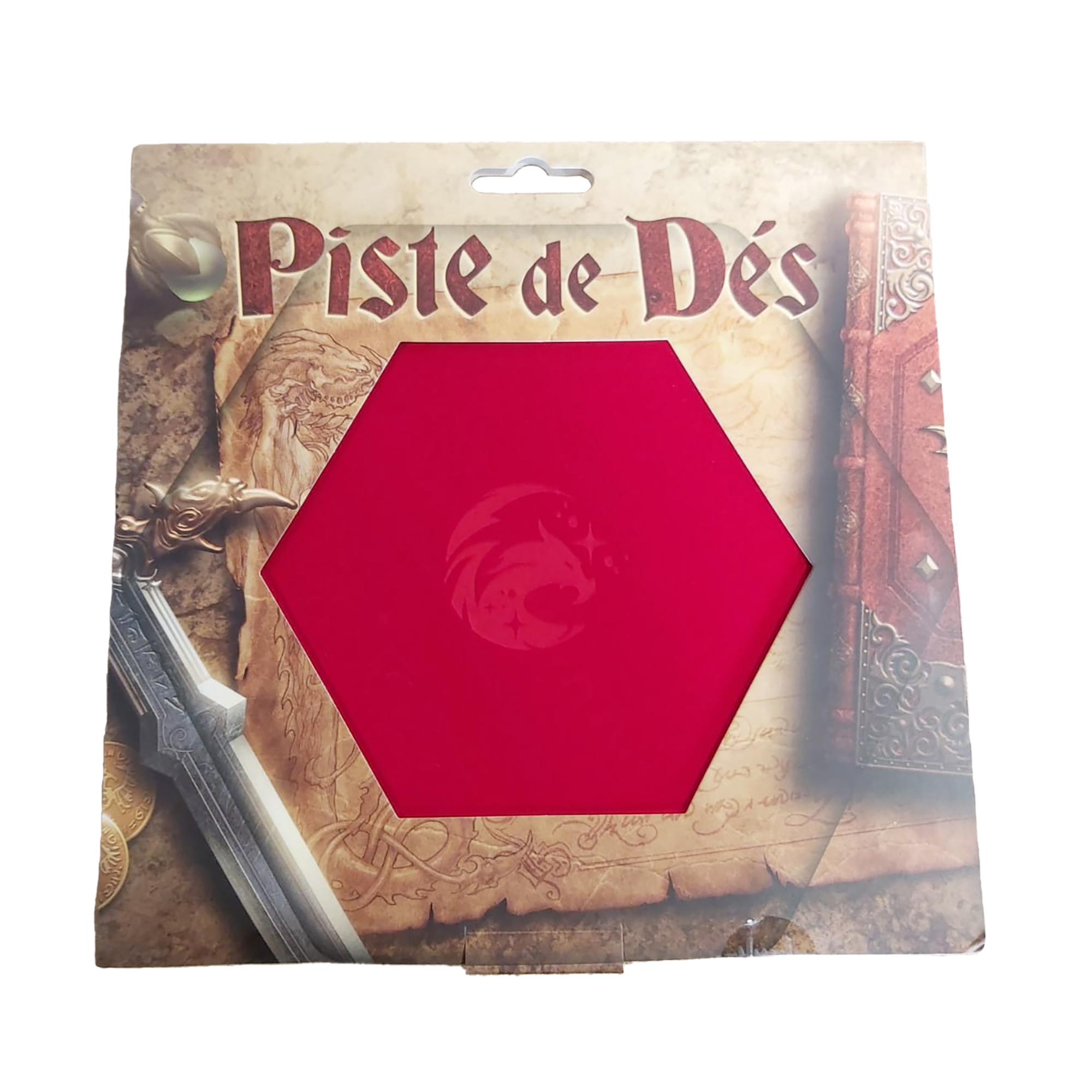 thumbnail secondaire #3 pour Piste de Dés - Dragon Flamboyant - Cuir et Velours - Rouge