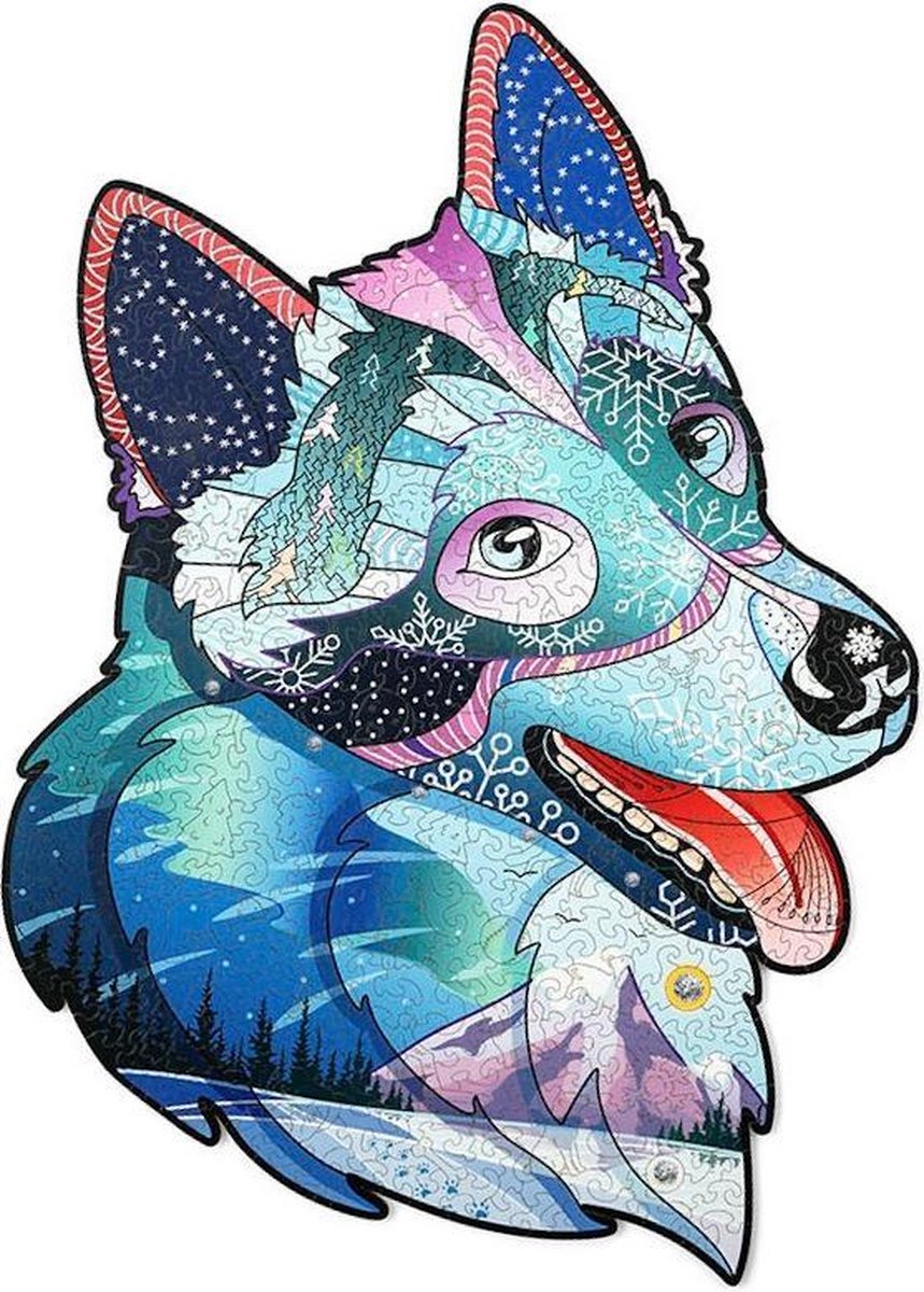 image principale pour Puzzle en bois – Brave Husky avec des Strass – (332 pcs)