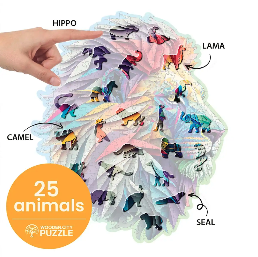 thumbnail secondaire #3 pour Puzzle en bois – Lion Moderne – 250 pcs (25 pcs uniques)