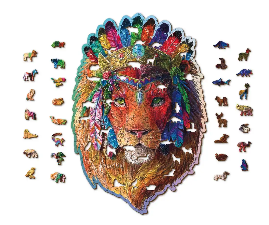 thumbnail secondaire #3 pour Puzzle en bois – Lion mystique – 550 pcs (50 pcs uniques)