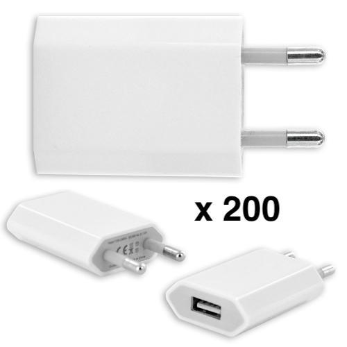 200 x Embouts secteur USB 1A pour iPhone/iPad/iPod Sans Emballage