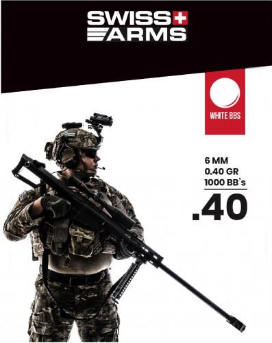 image Billes SWISS ARMS - Blanche 0,40gr 6mm - Sac de 1000 billes