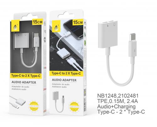 image Câble adaptateur 2 en 1 - Type C a  Type C - NB1248-15cm - 