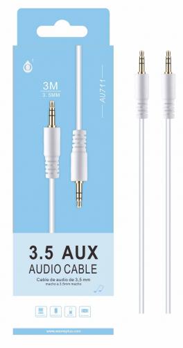 image Câble Audio Jack 3.5mm M-M Extra Long de 3M Blanc AU711