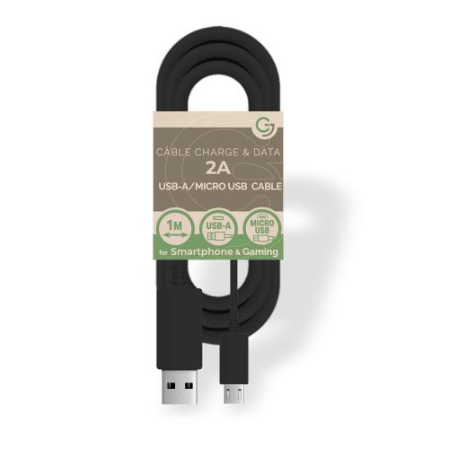 image principale pour Câble Charge et Data USB / Micro USB 5V / 2A - 1m - SANS EMBALLAGE - noir