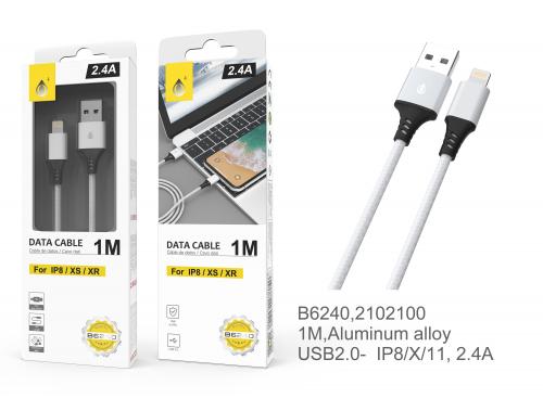 image Câble Data et charge pour IPhone - 2,4A - 1m - B6240 - Blanc