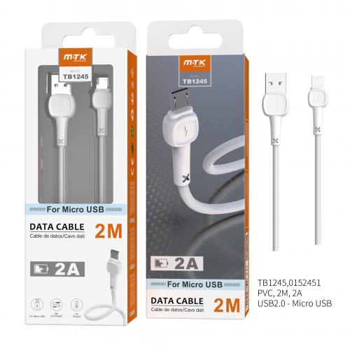 image Câble de Charge Micro USB Universel 2m-2A-TB1245-Blanc