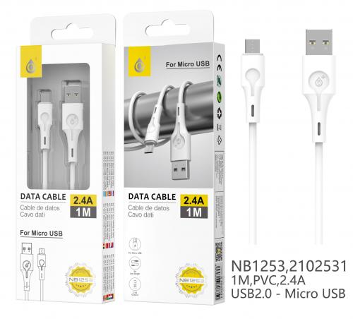 image Câble pour SmartPhone micro USB NB1253, 1 Mètre Blanc