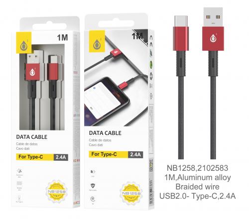 image Câble USB de type C - 1m 2.4A -  NB1258 - Rouge