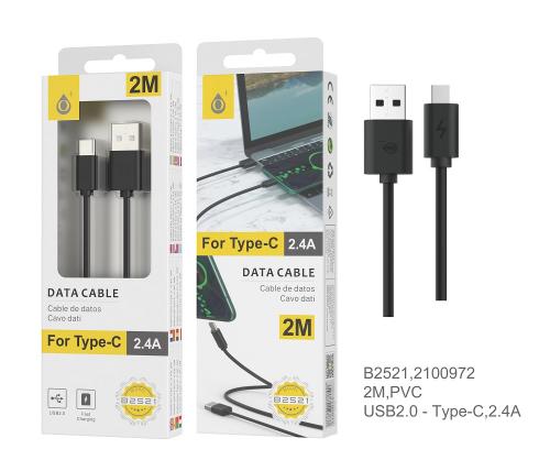 image Câble USB Type C- 2A- 2m noir B2521