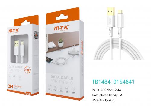 Câble USB Type C TB1484 - 2.4A 2m - Blanc