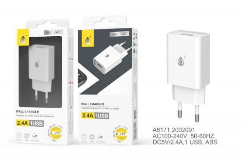 image Embout secteur sans câble- 2,4A - A6171 - 1 port USB - Basi