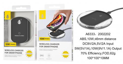 image Chargeur Rapide Sans Fil à Induction pour Smartphones - 10W - S.Basic A6333 - Noir