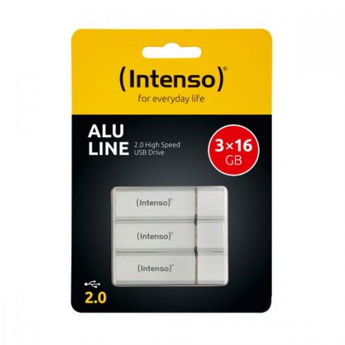 Clé USB 16Go 2.0- Alu line Pack de 3 - Intenso 