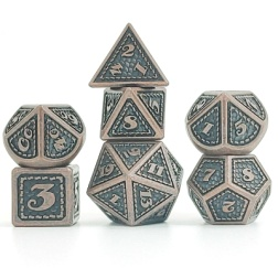 image Dés Métal - Lot de 7 dés (16mm) - Dragon Scale Copper (+ Boîte de rangement acryl