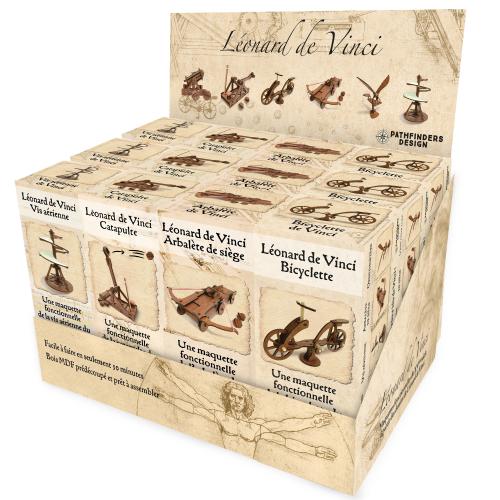 Display - 12 x Mini sets Léonard De Vinci en bois