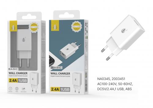 image Embout secteur sans câble- 2,4A - 1 port USB - Basic -NA034