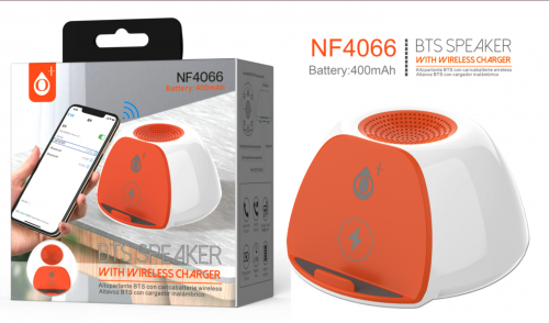 image Enceinte Bluetooth avec Chargeur Sans Fil 5W- 32G-400mAh - Orange-NF4066 