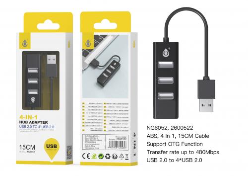 HUB USB 4 ports NG6052- noir