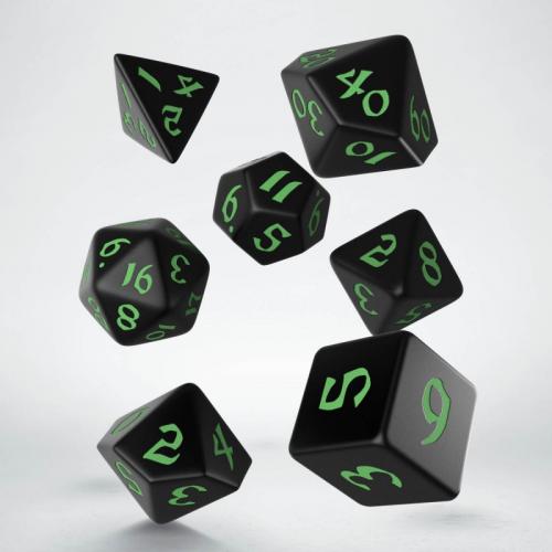 Lot de 7 dés- Classic Runic- Noir et vert