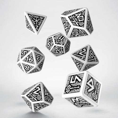 image Lot de 7 dés- Dwarven- Noir et blanc