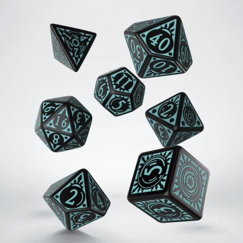 Lot de 7 dés- Pathfinder- Noir et bleu