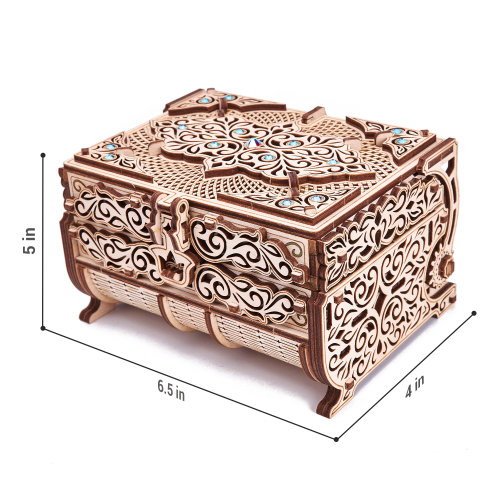 image Mécanisme 3D en bois - Boîte à trésor décorée de Swarovski -  192 pcs