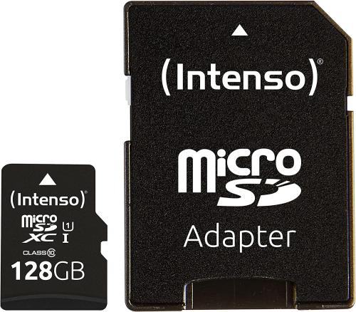 MicroSD 128 GB XC + adaptateur (classe 10) Intenso