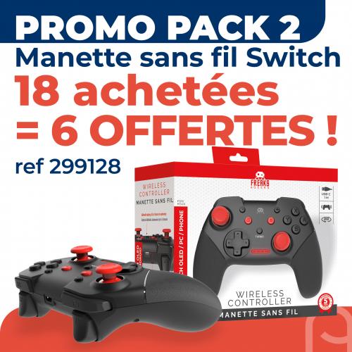 Pack 18+6  Manettes Switch/PC Sans Fil - Noire et rouge