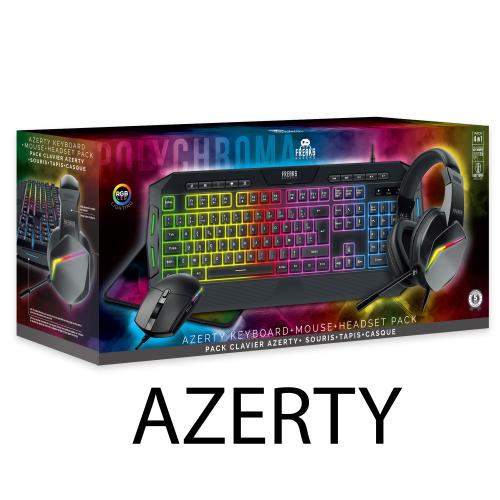 image principale pour Pack 4en1 Polychroma Clavier PC AZERTY+Souris+Tapis+Casque - RGB