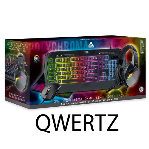 image principale pour Pack 4en1 Polychroma Clavier QWERTZ+Souris+Tapis+Casque - RGB