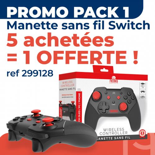 Pack 5 + 1 Manettes Switch/PC Sans Fil - Noire et rouge