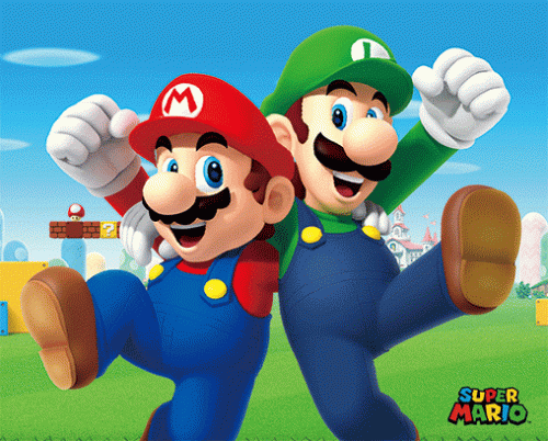 Super Mario - Poster 3d lenticulaire- Mario & Luigi (23,5 x 28,5)