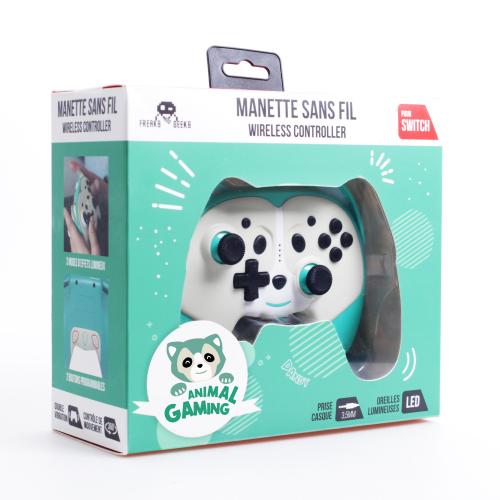 image Switch - Manette Animal Sans Fil Pandy taille enfant  avec palettes et LED - Verte